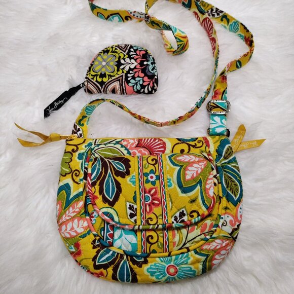 Vera Bradley Yellow Multicolor Floral Hipster Crossbody Bag And Coin Purse Set - Picture 3 of 11